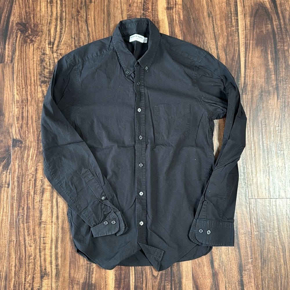 American Apparel Black Poplin Button Down-Medium